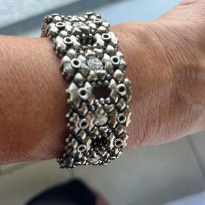 Sergio Gutierrez liquid silver  beaded Swarovski crystal ball embedded bracelet
